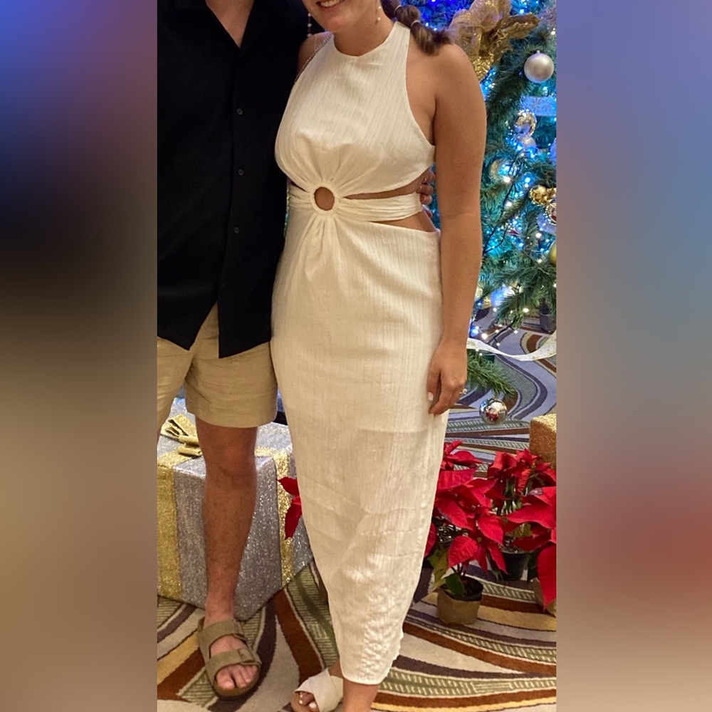 White cutout midi dress